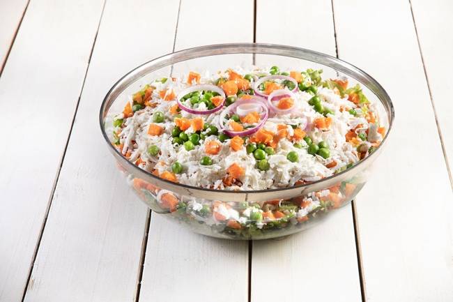 סלט בטטה, קינואה ועדשים טבעוני